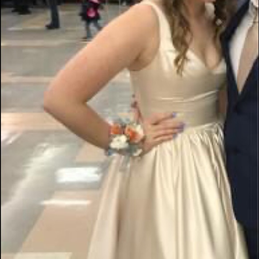 Beautiful ecru satin full length ball gown